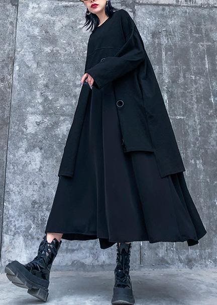 Vivid black cotton clothes Women Layered Traveling spring Dresses AT-AM-FDL200120