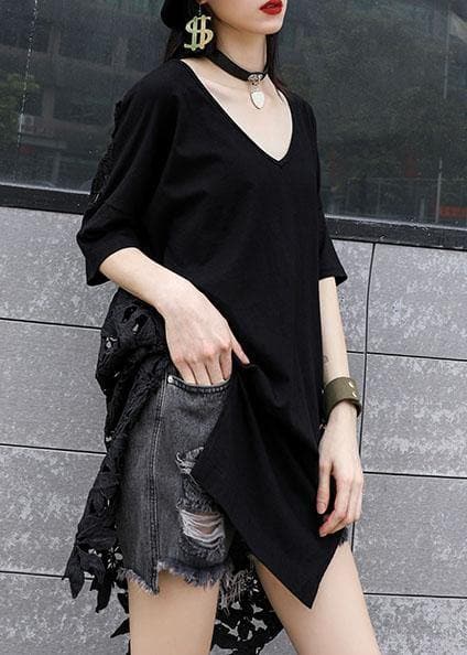 Vivid hollow out cotton dresses Photography black patchwork Maxi Dresses summer AT-SDM190717