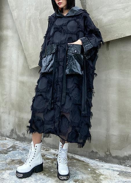 Vivid hooded tassel quilting clothes Outfits black Robe Dresses AT-FDL200909