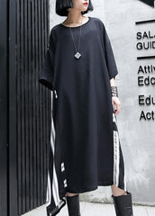 Vivid o neck patchwork cotton dresses Work Outfits black Maxi Dresses summer AT-SDL190411