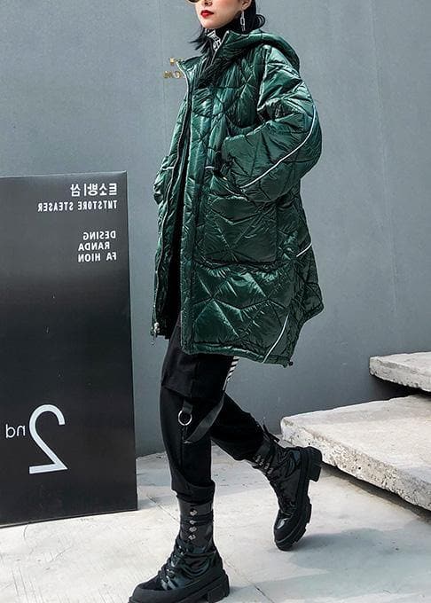 Warm oversize Jackets & Coats hooded coats green asymmetric drawstring hem women parka AT-DJK191203