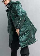 Warm oversize Jackets & Coats hooded coats green asymmetric drawstring hem women parka AT-DJK191203