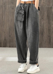 Washed denim black autumn casual trousers loose harem pants LPTS200915