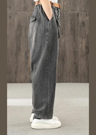 Washed denim black autumn casual trousers loose harem pants LPTS200915