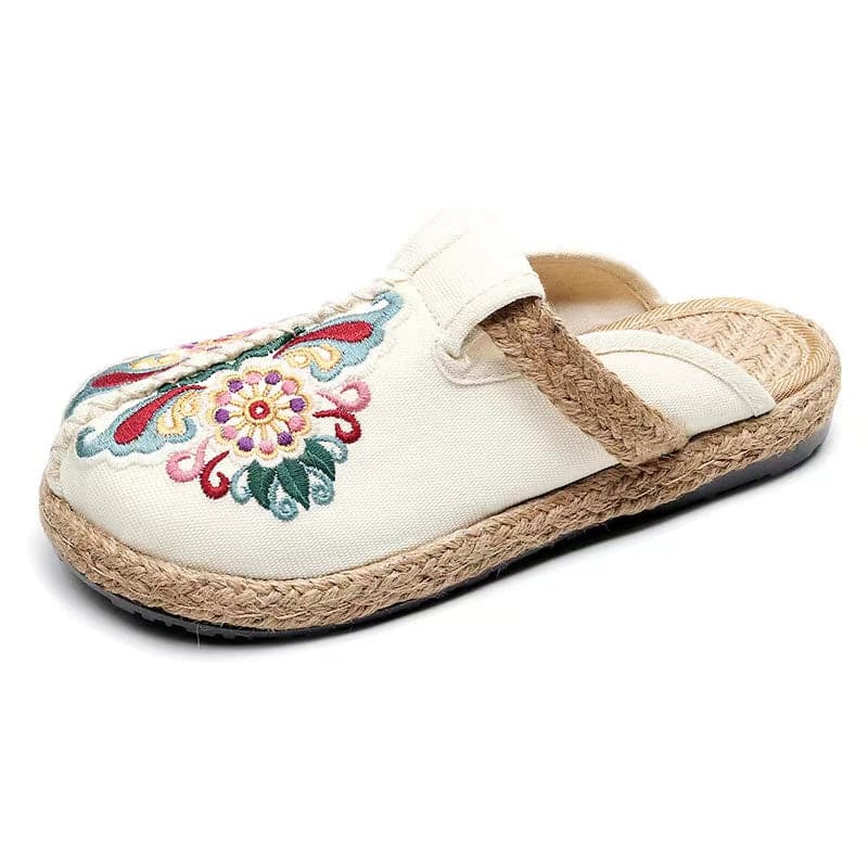 2022 Linen Floral Shoes flip flop Flats dylinoshop