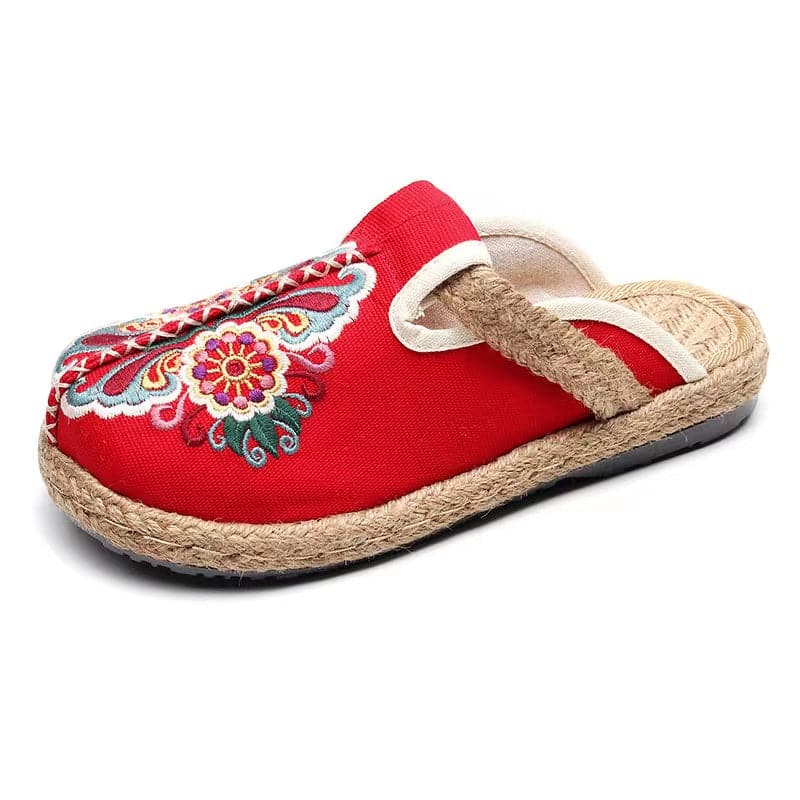 2022 Linen Floral Shoes flip flop Flats dylinoshop