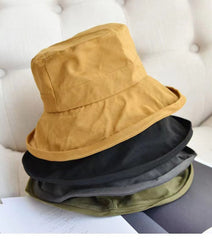 2022 Cute Yellow Cotton Flat Top Bucket Hat dylinoshop