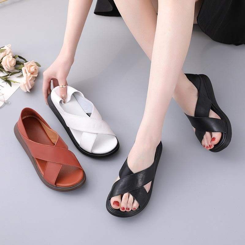 White Genuine Leather best sandals for Hiking Sandals LX210723