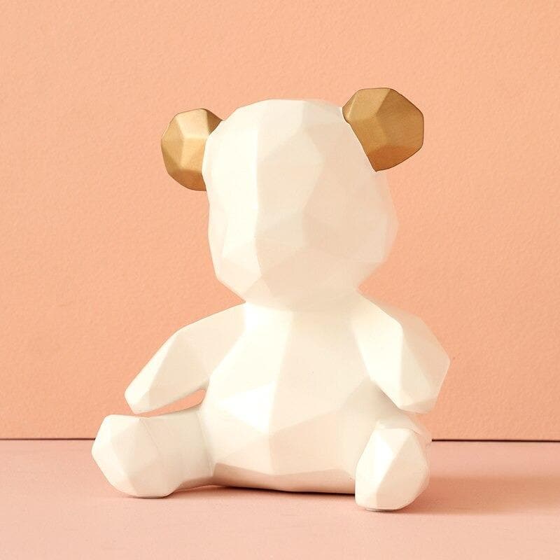 Modern Geometric Teddy Bear Figurine feajoy