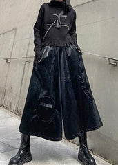 Wide leg pants women's high waist straight tube casual PU leather pants 2021 AT-LPTS201202