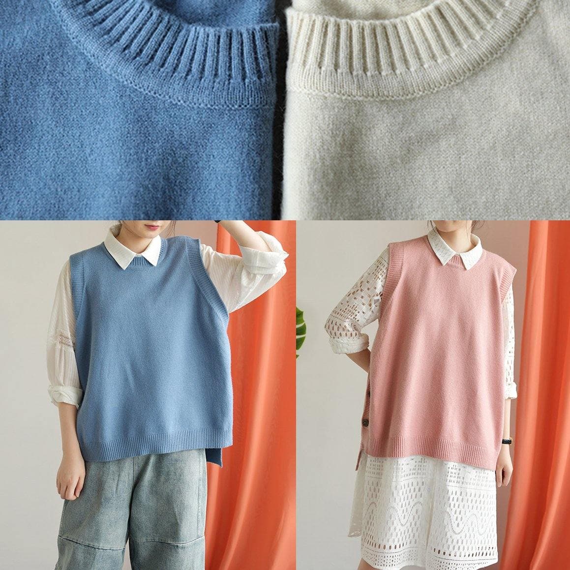 Winter o neck blue knit sweat tops casual low high design top silhouette NTP190827