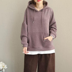 Women 2018 New Casual Thicken Brushed Fleece Loose Tops Q1912 LTP181127