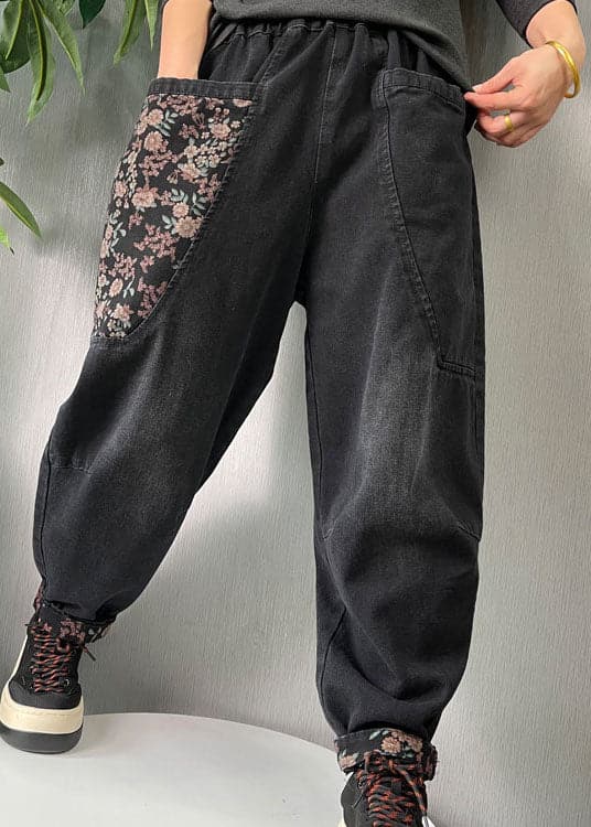 Women Black Embroideried Pockets denim Pants Spring BSNZK-LPTS211124