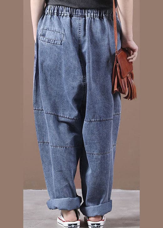 Women Blue Cinched Pockets denim Pants Spring WG-LPTS211126