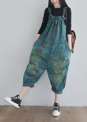 Women Blue pockets Print denim Jumpsuits Spring dylinoshop