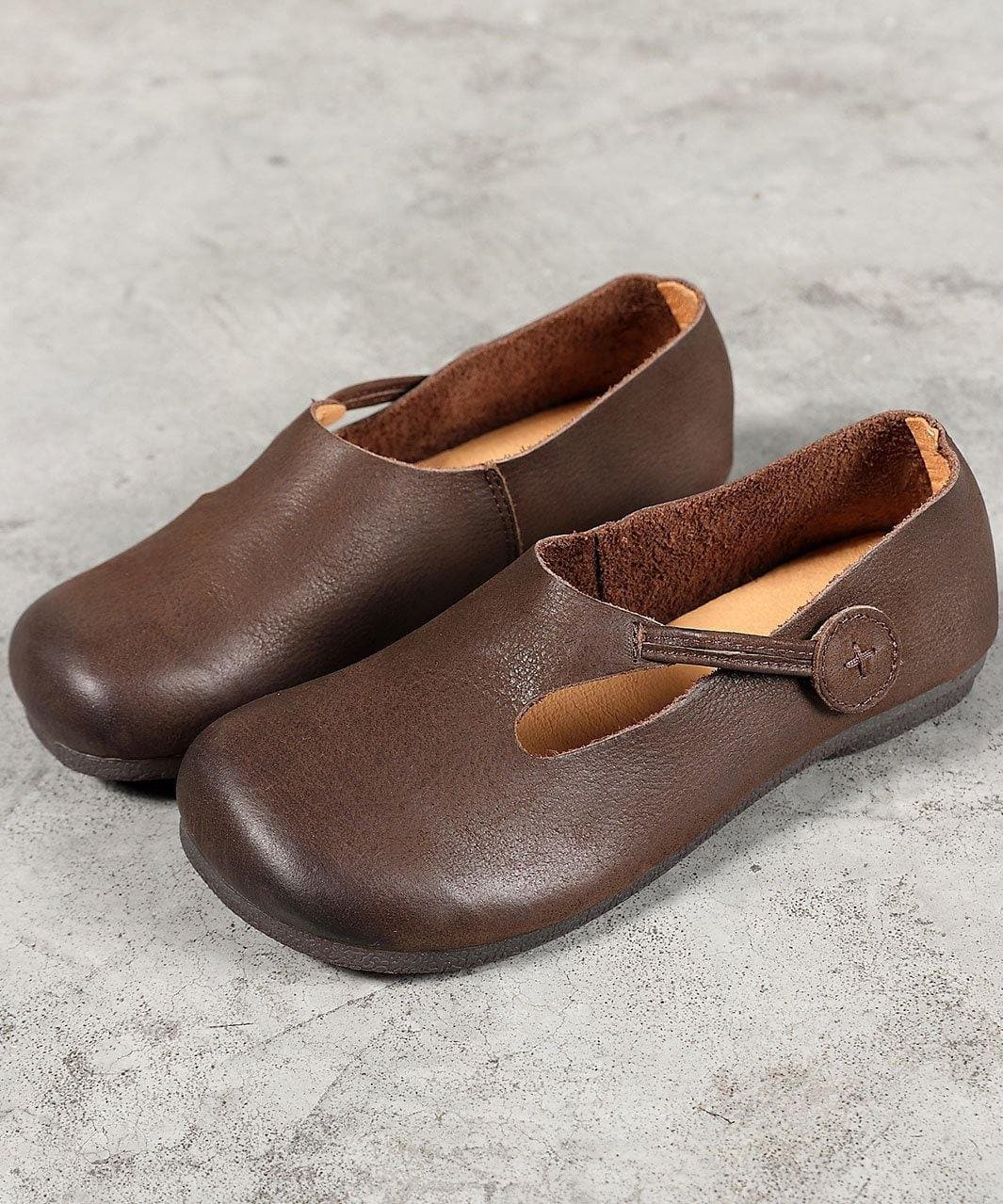 Women Chocolate Flat Shoes For Women Cowhide Leather PDX210706