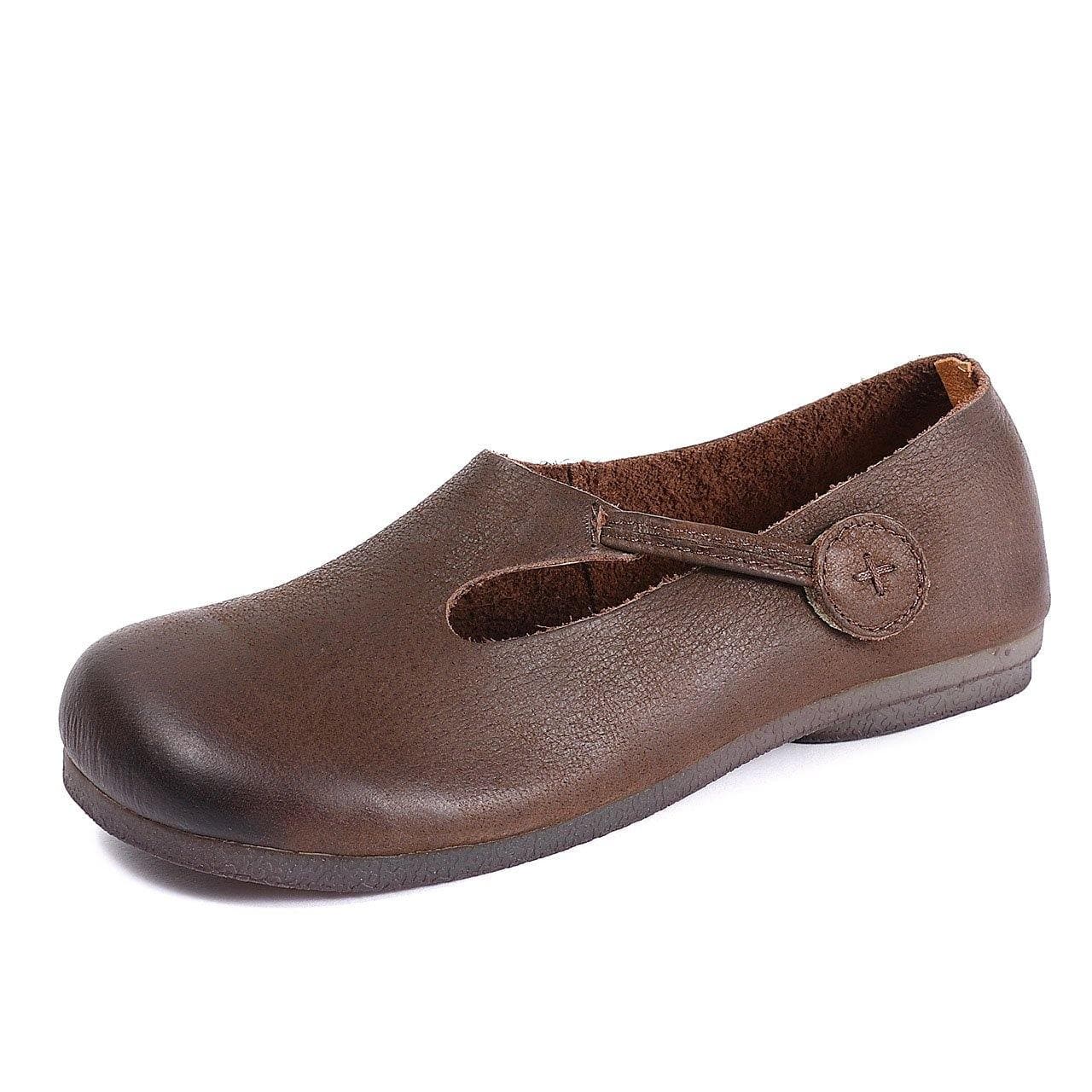 Women Chocolate Flat Shoes For Women Cowhide Leather PDX210706