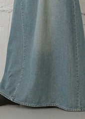 Women Denim Light Blue Buttons Zipper Side Pockets Ankle Length Casual Skirts BG-SKTS220622