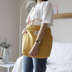 Women Design Casual Patchwork Large yellow Canvas Shoulder Bag BGS200801