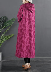 Women Hooded Chinese Button Rose Jacquard Robes Dress TCT210305