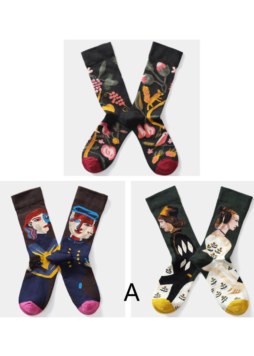 Women Midnight squirrel Paitings Cotton Crew Socks dylinoshop