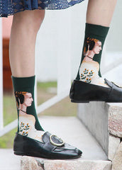 Women Midnight squirrel Paitings Cotton Crew Socks dylinoshop