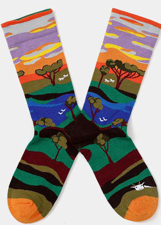 Women Midnight squirrel Paitings Cotton Crew Socks dylinoshop