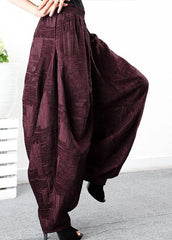 Women Purple Red Jacquard Corduroy harem pants Winter WF-LPTS220107