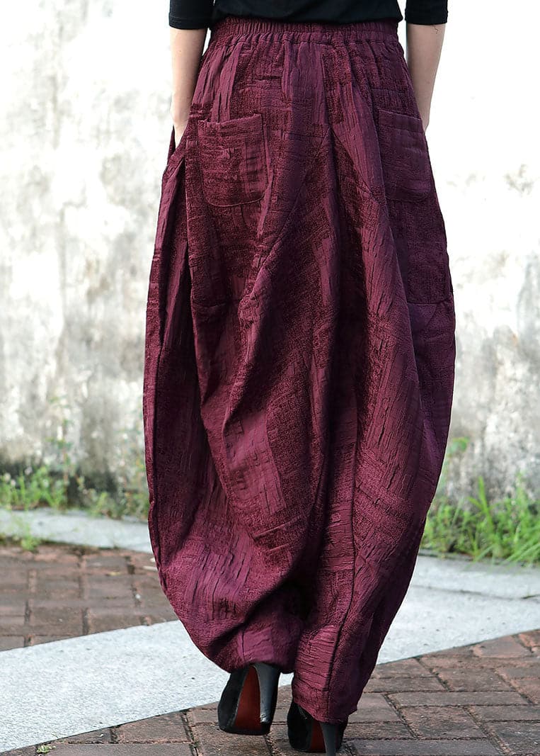 Women Purple Red Jacquard Corduroy harem pants Winter WF-LPTS220107