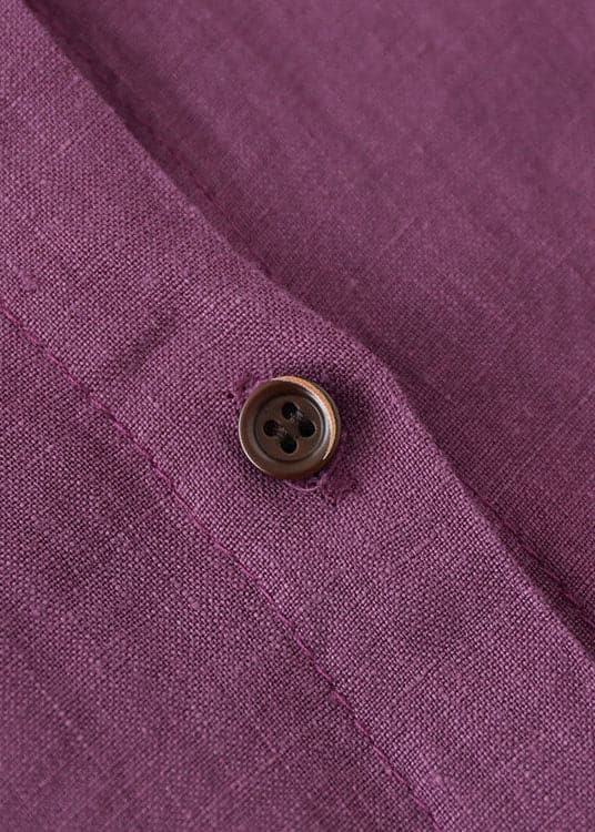 Women Purple button Peter Pan Collar Linen Shirt top Long Sleeve GK-LTP220228