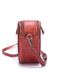 Women Red Patchwork Paitings Calf Leather Satchel Handbag BGS220210