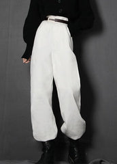 Women White Zip Up Pockets denim Pants Trousers Spring CDM-LPTS220126