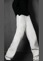 Women White Zip Up Pockets denim Pants Trousers Spring CDM-LPTS220126