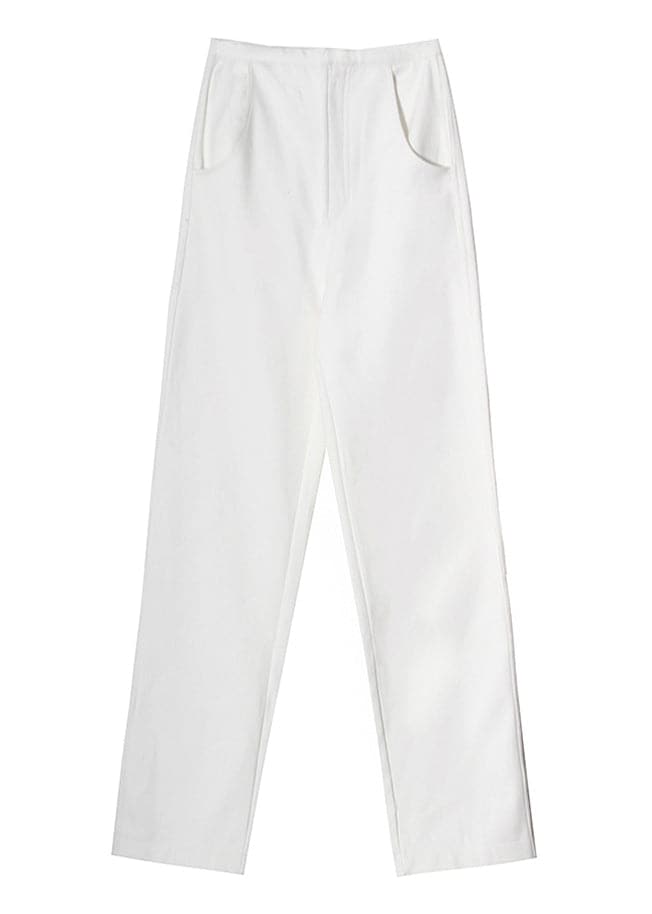 Women White Zip Up Pockets denim Pants Trousers Spring CDM-LPTS220126