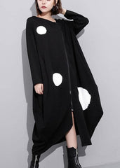 Women asymmetric hem fine zippered trench dress black Plus Size Clothing dress AT-FDL191120