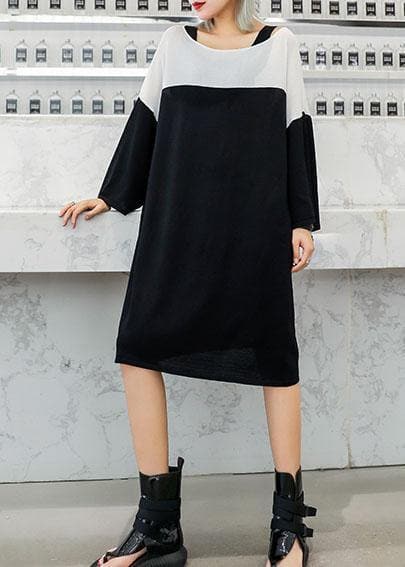 Women black Cotton Wardrobes patchwork cotton Dresses AT-SDM190717