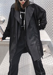 Women black Plus Size coat for woman Sleeve Stand zippered fall jackets AT-CTS201022