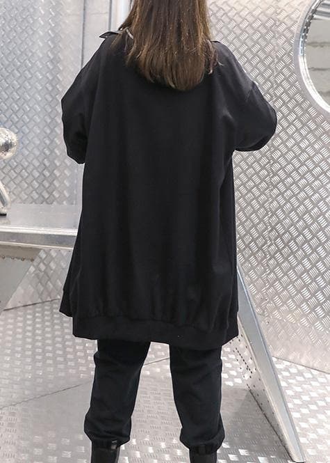 Women black Plus Size coat for woman Sleeve Stand zippered fall jackets AT-CTS201022