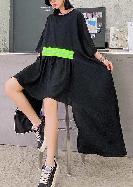 Women black clothes o neck asymmetric Art Dresses AT-SDM200723