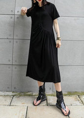 Women black cotton tunic dress hollow out Art summer Dresses AT-SDL190717