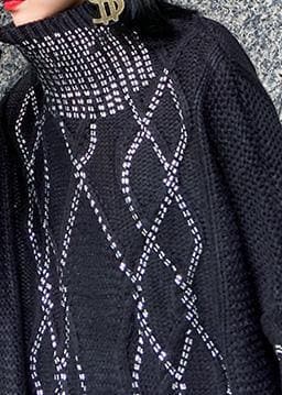 Women black knitted t shirt Sequined fashion high neck sweaters AT-NTP191203