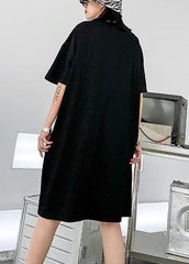 Women black outfit o neck patchwork Plus Size summer Dresses AT-SDM200812