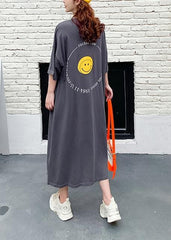 Women dark gray Cartoon print clothes o neck Plus Size summer Dress AT-SDL200707