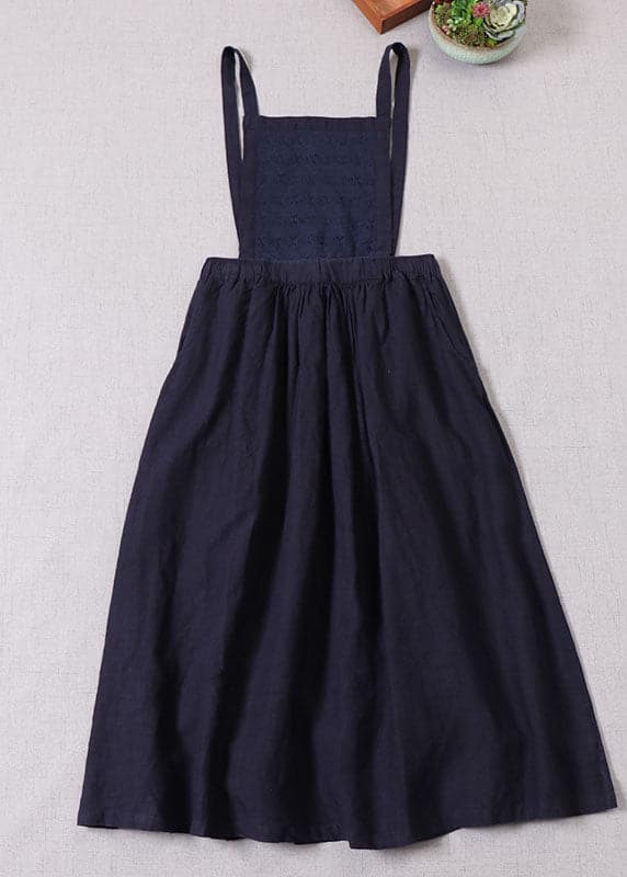 Women denim Blue Embroideried high waist Linen Dress Spring Casual Outfits BP-FDL211203