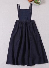 Women denim Blue Embroideried high waist Linen Dress Spring Casual Outfits BP-FDL211203