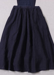 Women denim Blue Embroideried high waist Linen Dress Spring Casual Outfits BP-FDL211203