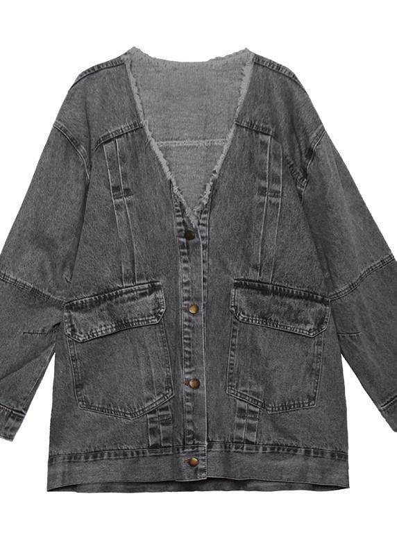 Women denim blue Fine trench coat Shape Button Down outwear AT-CTS200909