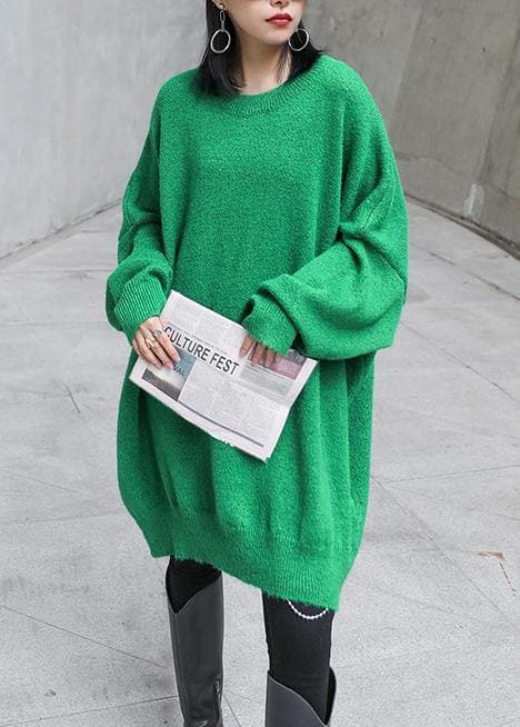 Women green knitted pullover o neck Batwing Sleeve casual knitted blouse AT-NTP201217