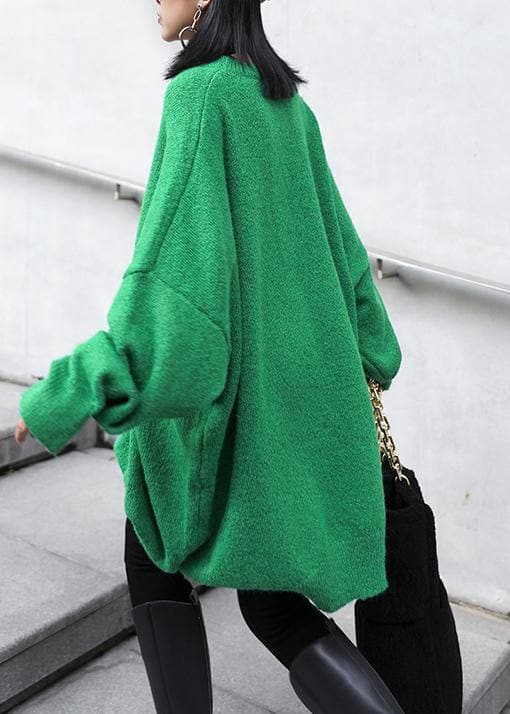 Women green knitted pullover o neck Batwing Sleeve casual knitted blouse AT-NTP201217