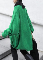 Women green knitted pullover o neck Batwing Sleeve casual knitted blouse AT-NTP201217